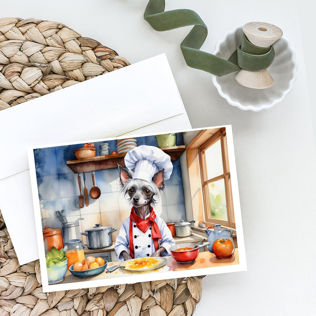 Chinese Crested The Chef Greeting Cards Pack of 8 Blank Cards with Envelopes Whimsical A7 Size 5x7