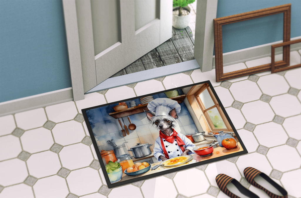 Chinese Crested The Chef Doormat Indoor Outdoor 24H X 36W Front Door Mat Rugs for Entryway, Non Slip Washable Low Pile,