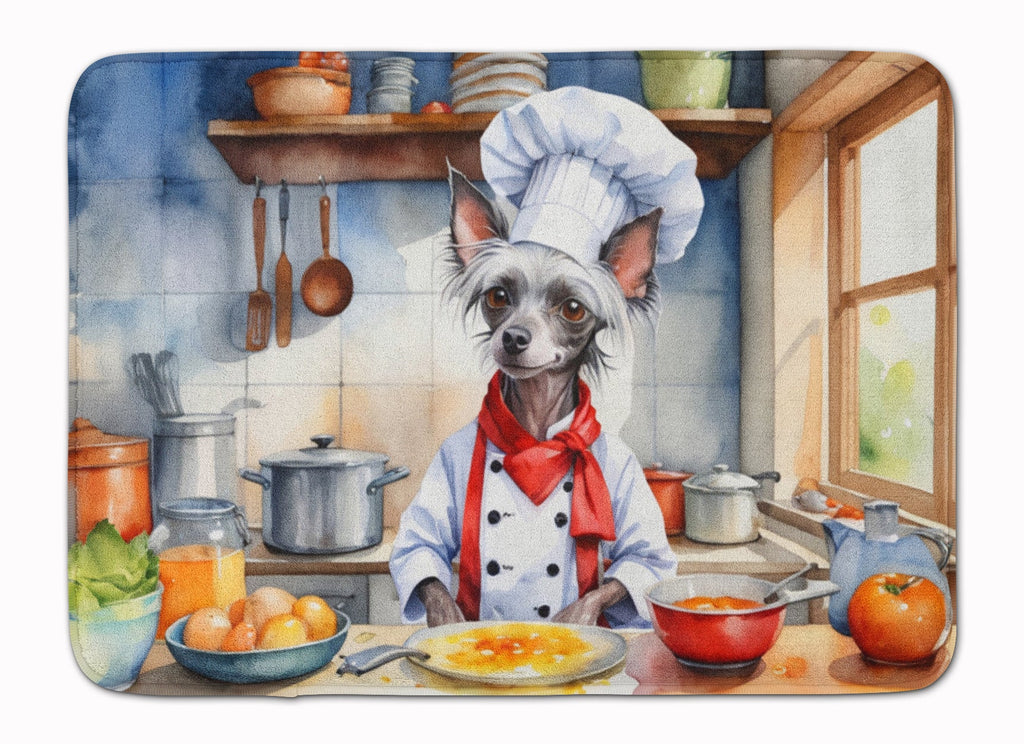 Chinese Crested The Chef Memory Foam Kitchen Mat Machine Washable Anti-Fatigue Cushion Comfort Bath or Kitchen Rug
