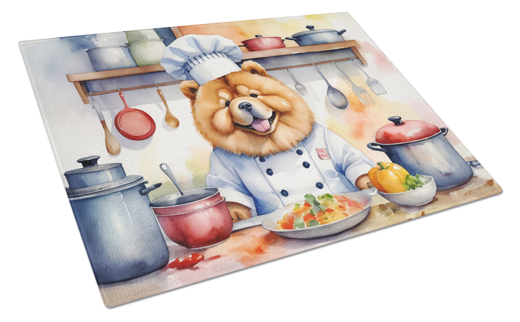 Chow Chow The Chef Cutting Board Tempered Glass Kitchen Cutting Surface, Heat Resistant Chopping, Non-Slip Feet, Food Prep & Serving