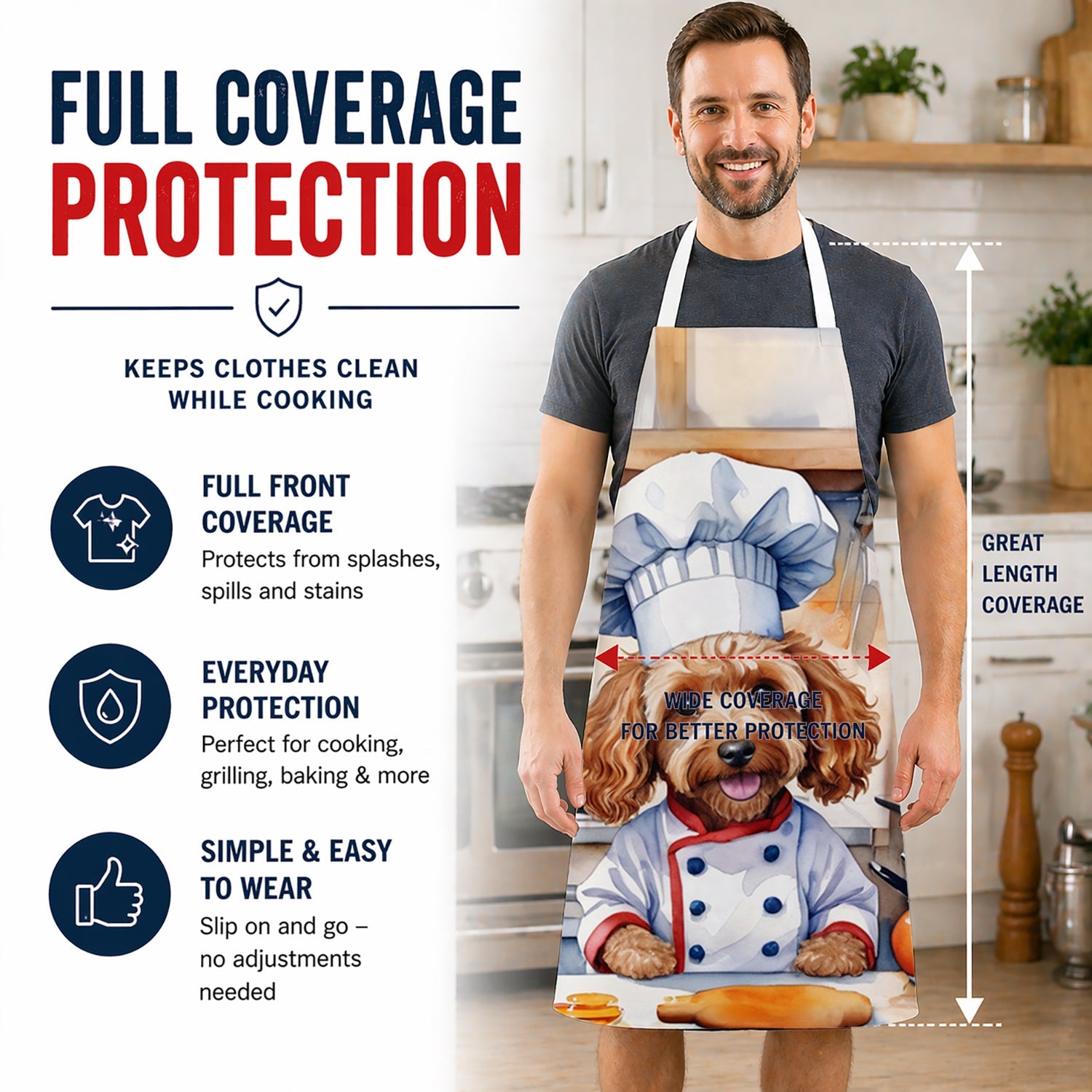 Cockapoo The Chef Apron Cooking Kitchen Server Baking Crafts Gardening for Adult Women Men, Unisex, Large, Multicolor