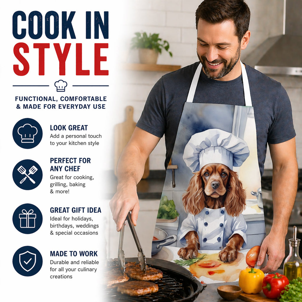 Cocker Spaniel The Chef Apron Cooking Kitchen Server Baking Crafts Gardening for Adult Women Men, Unisex, Large, Multicolor