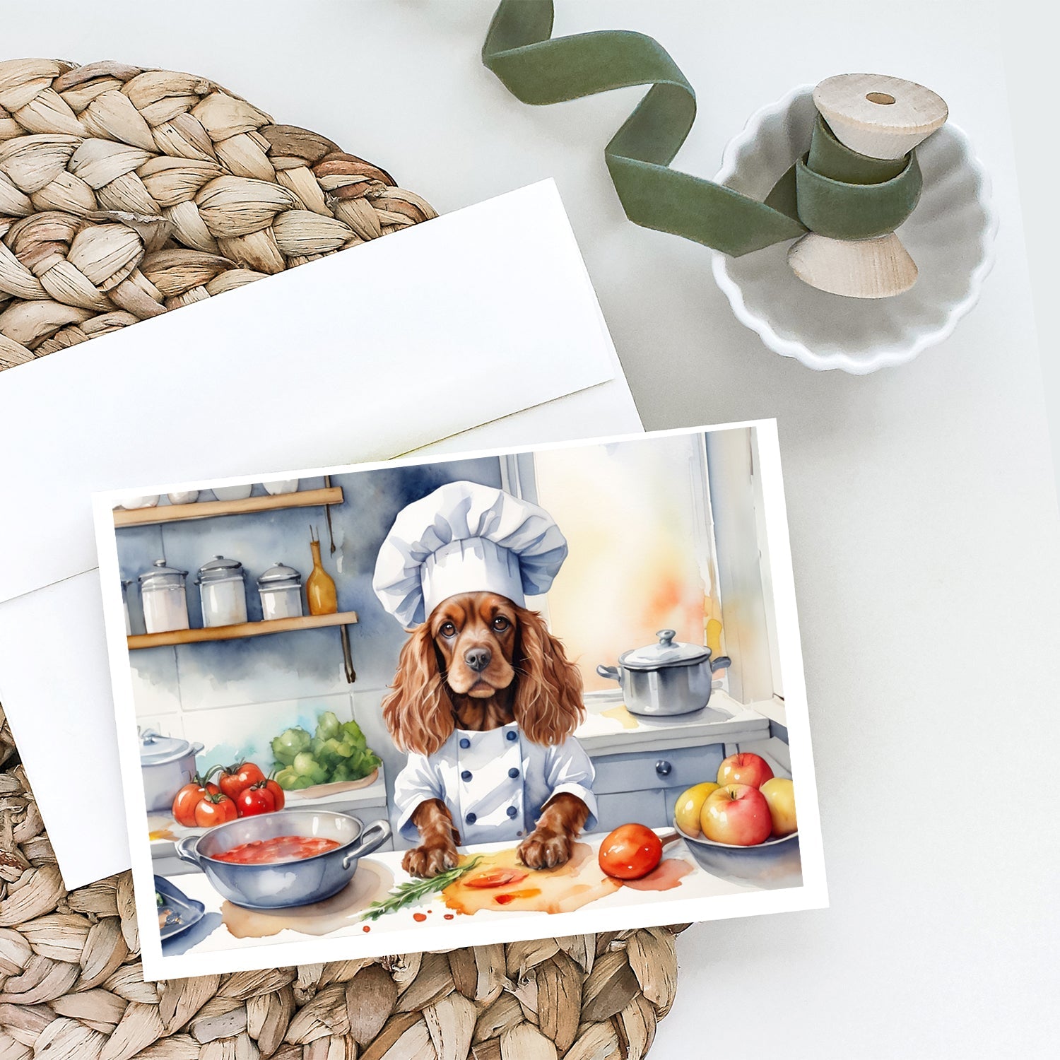 Cocker Spaniel The Chef Greeting Cards Pack of 8 Blank Cards with Envelopes Whimsical A7 Size 5x7