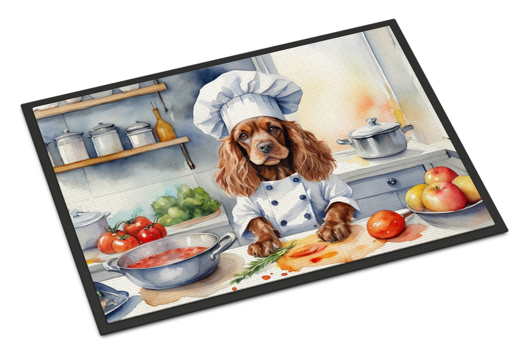 Cocker Spaniel The Chef Doormat Indoor Outdoor 24H X 36W Front Door Mat Rugs for Entryway, Non Slip Washable Low Pile,