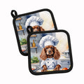 Cocker Spaniel The Chef Pot Holder Set of 2 Heat Resistant Quilted Hot Pads 7.5 x 7.5 Inch, Insulated Kitchen Trivets for Cooking & Baking