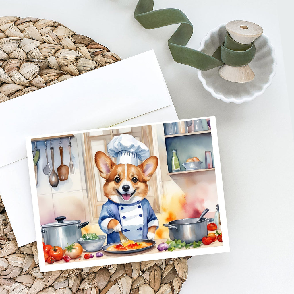 Corgi The Chef Greeting Cards Pack of 8 Blank Cards with Envelopes Whimsical A7 Size 5x7