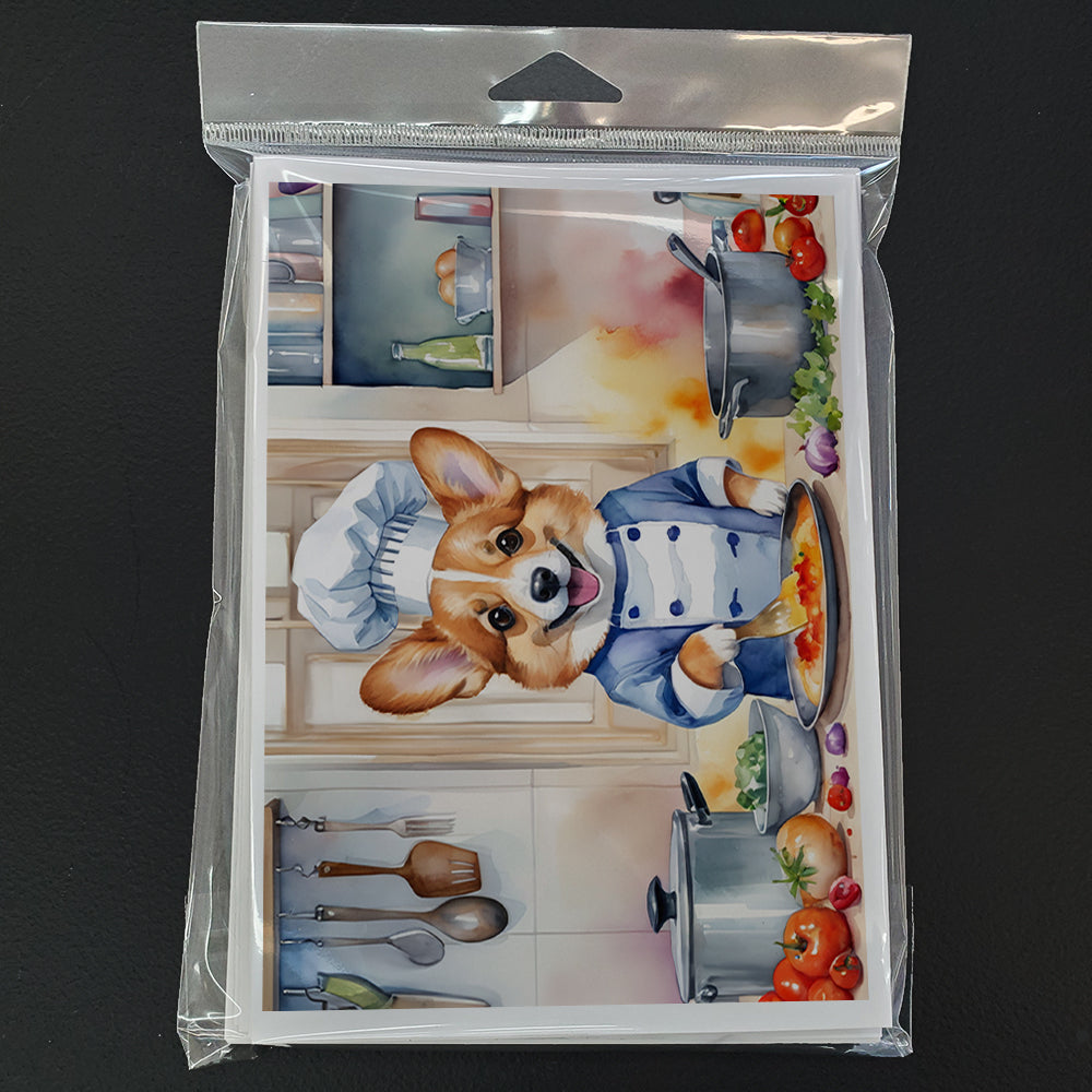 Corgi The Chef Greeting Cards Pack of 8 Blank Cards with Envelopes Whimsical A7 Size 5x7