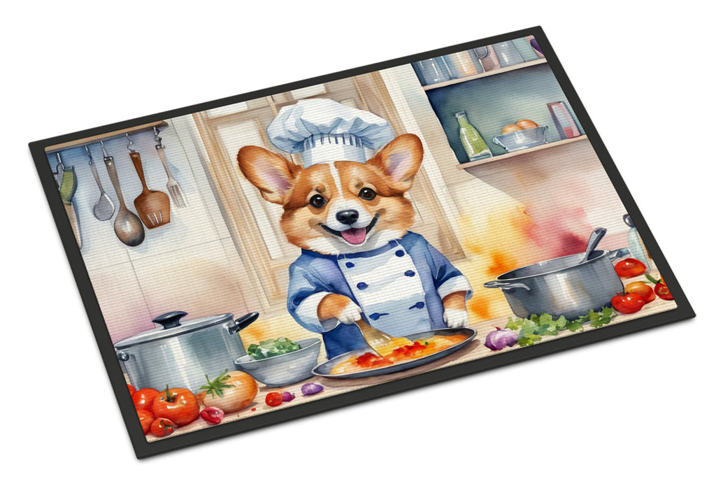 Corgi The Chef Doormat Indoor Outdoor 18H X 27W Front Door Mat Rugs for Entryway, Non Slip Washable