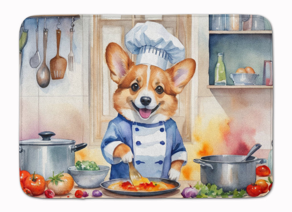 Corgi The Chef Memory Foam Kitchen Mat Machine Washable Anti-Fatigue Cushion Comfort Bath or Kitchen Rug