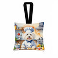 Coton de Tulear The Chef Hanging Square Fabric Ornament 3.5 × 3.5 Decorative Door-Knob & Tree Hanger, Soft Fabric