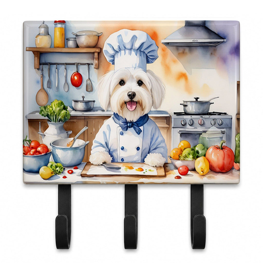 Coton de Tulear The Chef Leash or Key Holder Wall Hooks, Coat Rack Wall Mount, for Hanging Keys, Towels, Aprons, Leashes