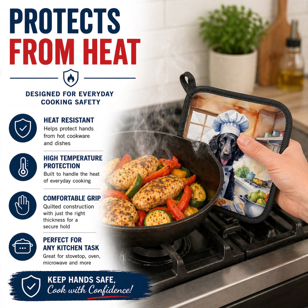 Curly-Coated Retriever The Chef Pot Holder Set of 2 Heat Resistant Quilted Hot Pads 7.5 x 7.5 Inch, Insulated Kitchen Trivets for Cooking & Baking