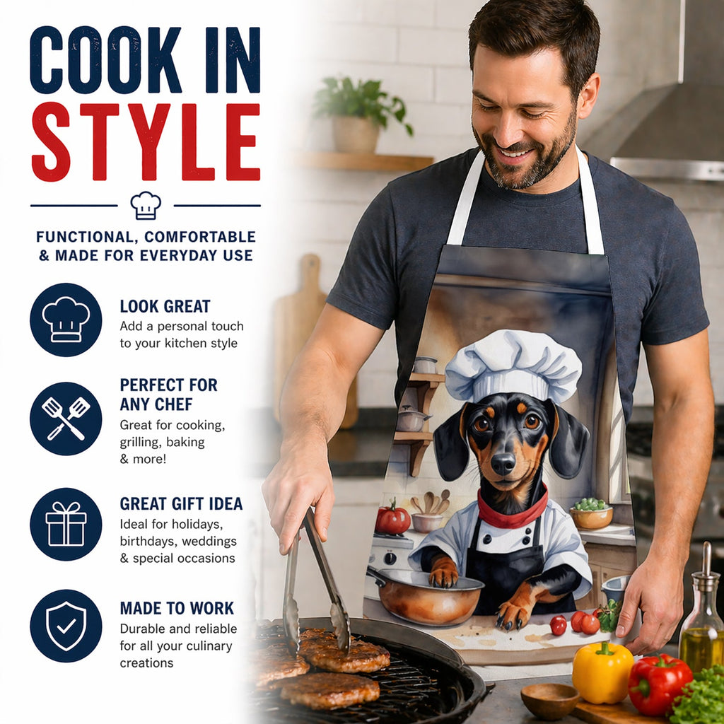Dachshund The Chef Apron Cooking Kitchen Server Baking Crafts Gardening for Adult Women Men, Unisex, Large, Multicolor