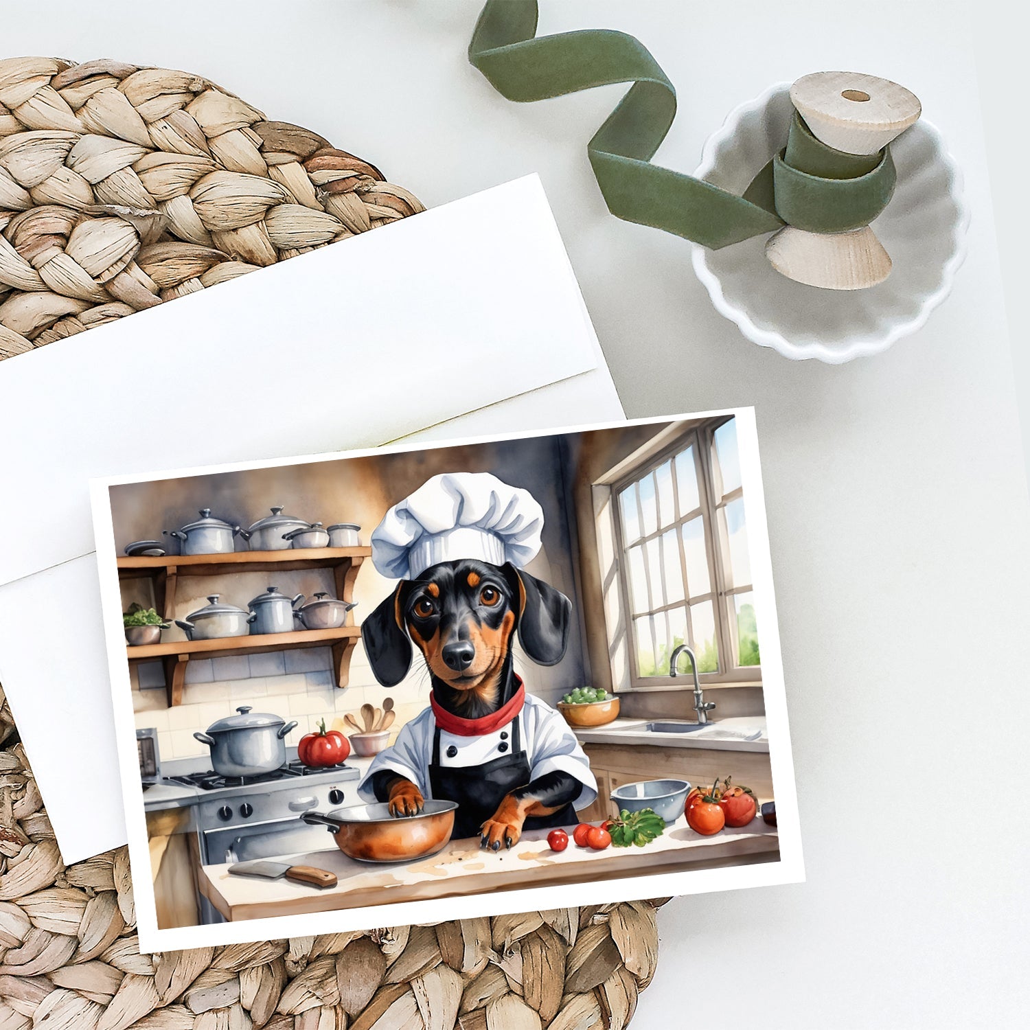 Dachshund The Chef Greeting Cards Pack of 8 Blank Cards with Envelopes Whimsical A7 Size 5x7