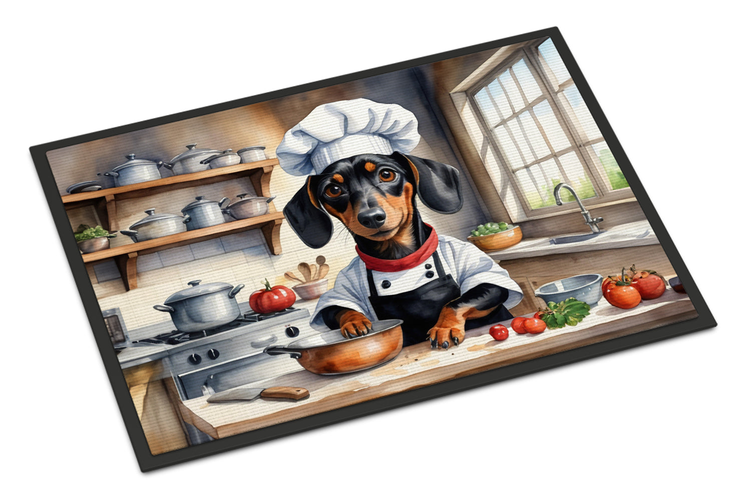 Dachshund The Chef Doormat Indoor Outdoor 24H X 36W Front Door Mat Rugs for Entryway, Non Slip Washable Low Pile,