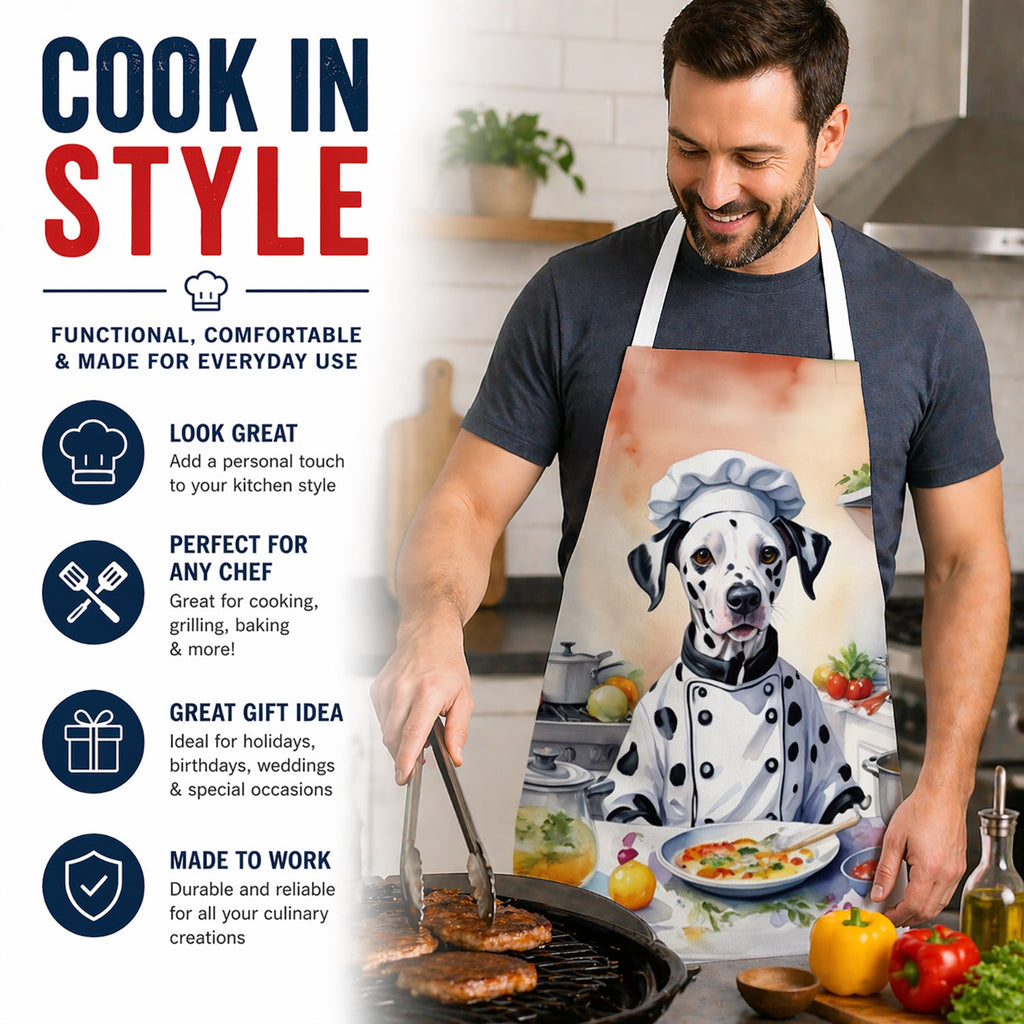 Dalmatian The Chef Apron Cooking Kitchen Server Baking Crafts Gardening for Adult Women Men, Unisex, Large, Multicolor