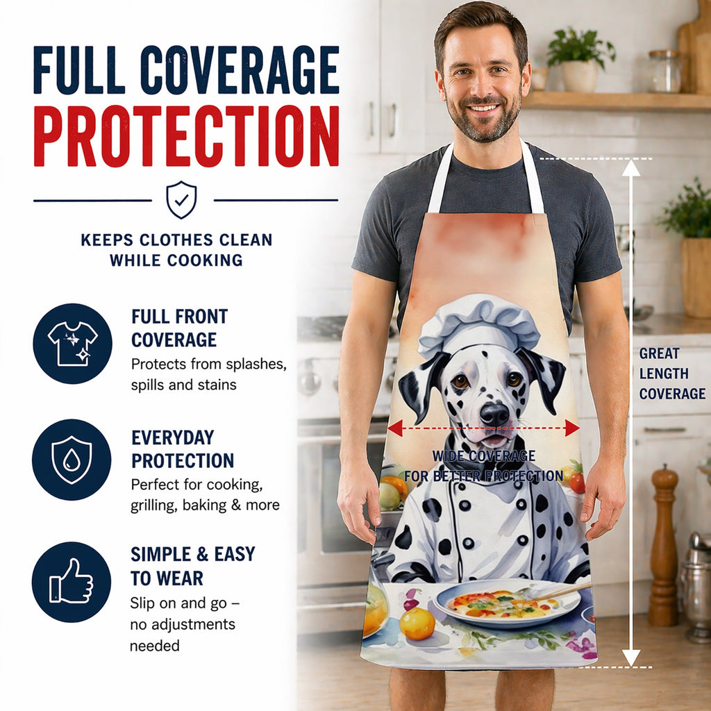 Dalmatian The Chef Apron Cooking Kitchen Server Baking Crafts Gardening for Adult Women Men, Unisex, Large, Multicolor