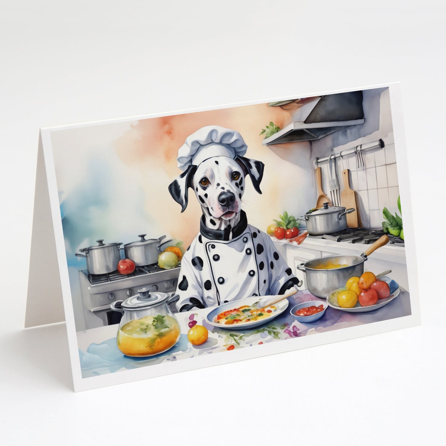 Dalmatian The Chef Greeting Cards Pack of 8 Blank Cards with Envelopes Whimsical A7 Size 5x7