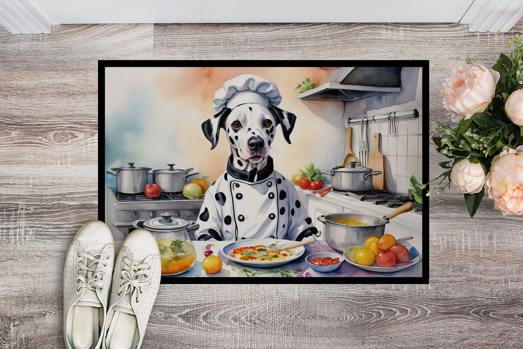 Dalmatian The Chef Doormat Indoor Outdoor 24H X 36W Front Door Mat Rugs for Entryway, Non Slip Washable Low Pile,