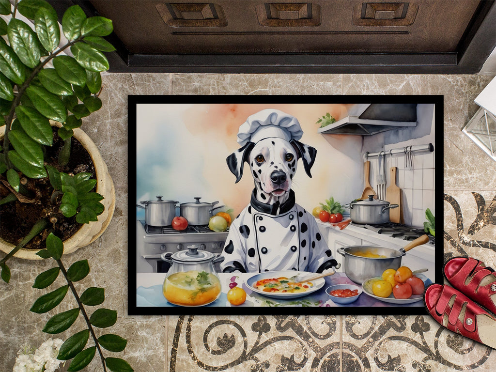 Dalmatian The Chef Doormat Indoor Outdoor 24H X 36W Front Door Mat Rugs for Entryway, Non Slip Washable Low Pile,