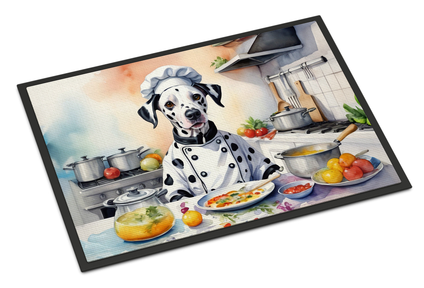 Dalmatian The Chef Doormat Indoor Outdoor 18H X 27W Front Door Mat Rugs for Entryway, Non Slip Washable