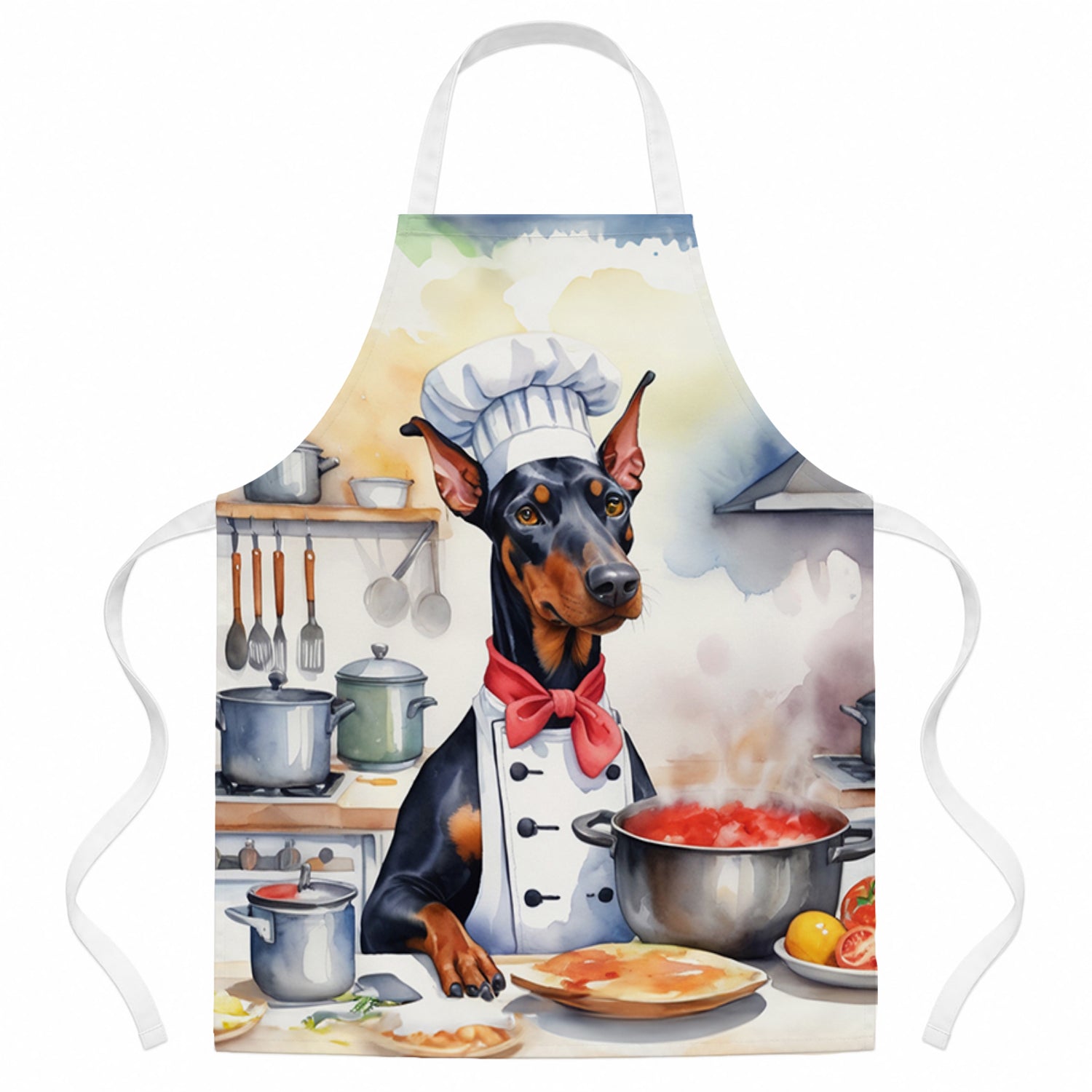 Doberman Pinscher The Chef Apron Cooking Kitchen Server Baking Crafts Gardening for Adult Women Men, Unisex, Large, Multicolor