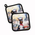Doberman Pinscher The Chef Pot Holder Set of 2 Heat Resistant Quilted Hot Pads 7.5 x 7.5 Inch, Insulated Kitchen Trivets for Cooking & Baking