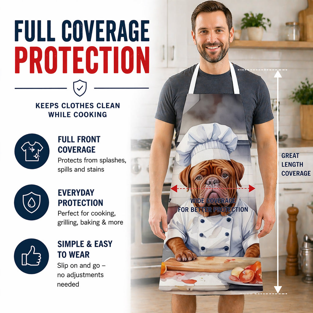 Dogue de Bordeaux The Chef Apron Cooking Kitchen Server Baking Crafts Gardening for Adult Women Men, Unisex, Large, Multicolor