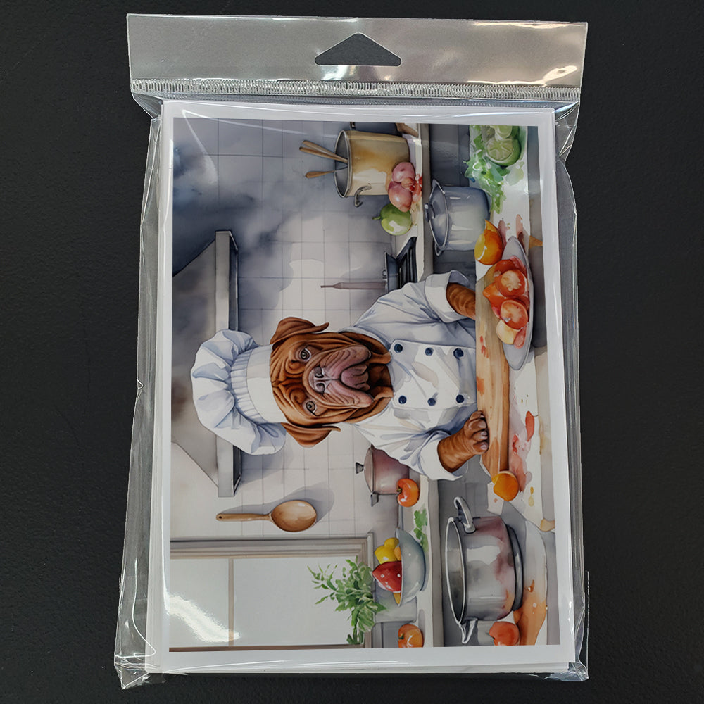 Dogue de Bordeaux The Chef Greeting Cards Pack of 8 Blank Cards with Envelopes Whimsical A7 Size 5x7