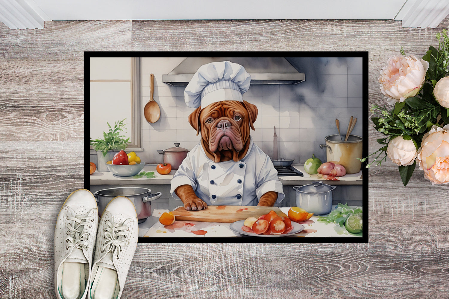 Dogue de Bordeaux The Chef Doormat Indoor Outdoor 18H X 27W Front Door Mat Rugs for Entryway, Non Slip Washable