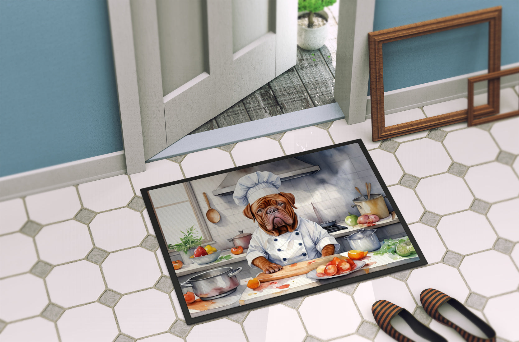 Dogue de Bordeaux The Chef Doormat Indoor Outdoor 18H X 27W Front Door Mat Rugs for Entryway, Non Slip Washable