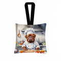 Dogue de Bordeaux The Chef Hanging Square Fabric Ornament 3.5 × 3.5 Decorative Door-Knob & Tree Hanger, Soft Fabric