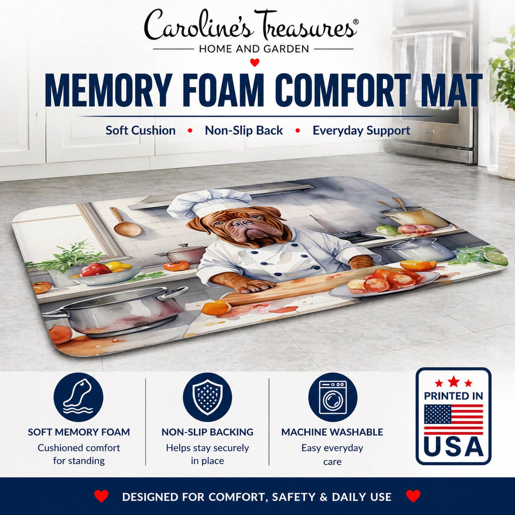Dogue de Bordeaux The Chef Memory Foam Kitchen Mat Machine Washable Anti-Fatigue Cushion Comfort Bath or Kitchen Rug