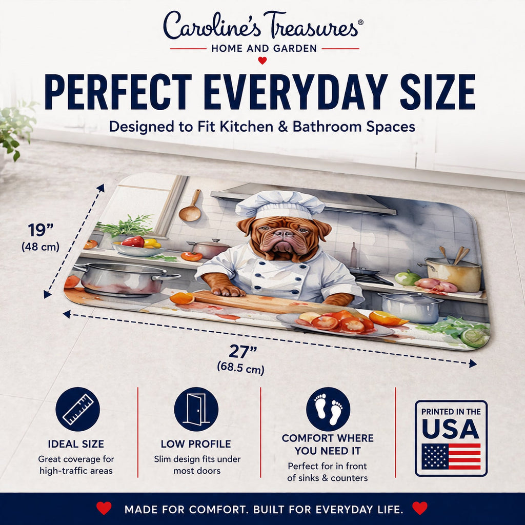 Dogue de Bordeaux The Chef Memory Foam Kitchen Mat Machine Washable Anti-Fatigue Cushion Comfort Bath or Kitchen Rug