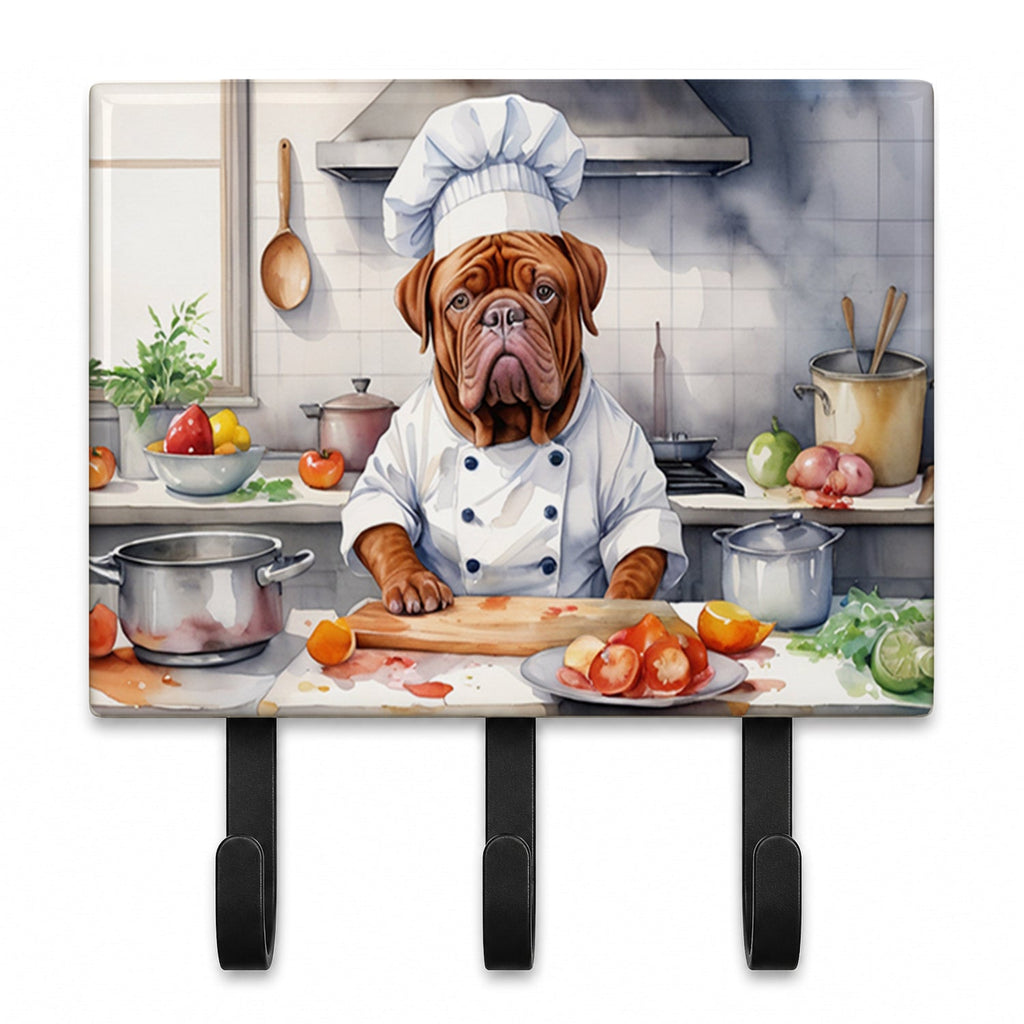 Dogue de Bordeaux The Chef Leash or Key Holder Wall Hooks, Coat Rack Wall Mount, for Hanging Keys, Towels, Aprons, Leashes