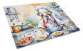 English Bulldog The Chef Cutting Board Tempered Glass Kitchen Cutting Surface, Heat Resistant Chopping, Non-Slip Feet, Food Prep & Serving