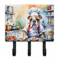 English Bulldog The Chef Leash or Key Holder Wall Hooks, Coat Rack Wall Mount, for Hanging Keys, Towels, Aprons, Leashes