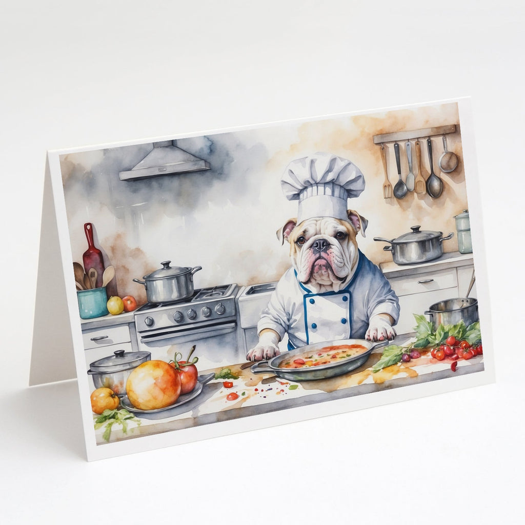English Bulldog The Chef Greeting Cards Pack of 8 Blank Cards with Envelopes Whimsical A7 Size 5x7