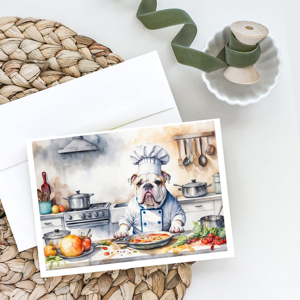 English Bulldog The Chef Greeting Cards Pack of 8 Blank Cards with Envelopes Whimsical A7 Size 5x7