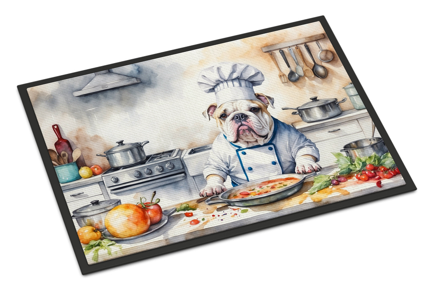 English Bulldog The Chef Doormat Indoor Outdoor 24H X 36W Front Door Mat Rugs for Entryway, Non Slip Washable Low Pile,