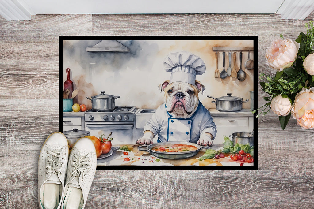 English Bulldog The Chef Doormat Indoor Outdoor 18H X 27W Front Door Mat Rugs for Entryway, Non Slip Washable