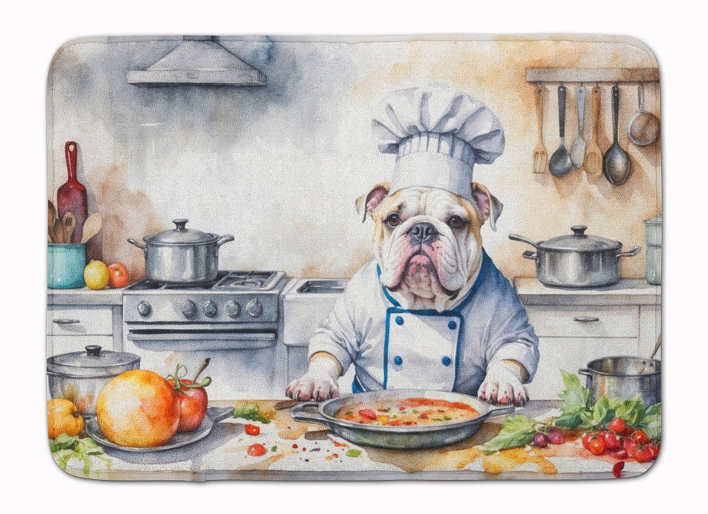 English Bulldog The Chef Memory Foam Kitchen Mat Machine Washable Anti-Fatigue Cushion Comfort Bath or Kitchen Rug