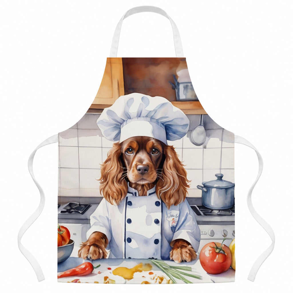 English Cocker Spaniel The Chef Apron Cooking Kitchen Server Baking Crafts Gardening for Adult Women Men, Unisex, Large, Multicolor