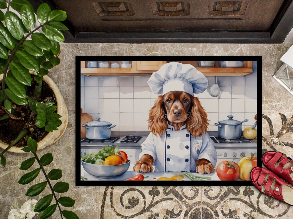 English Cocker Spaniel The Chef Doormat Indoor Outdoor 24H X 36W Front Door Mat Rugs for Entryway, Non Slip Washable Low Pile,