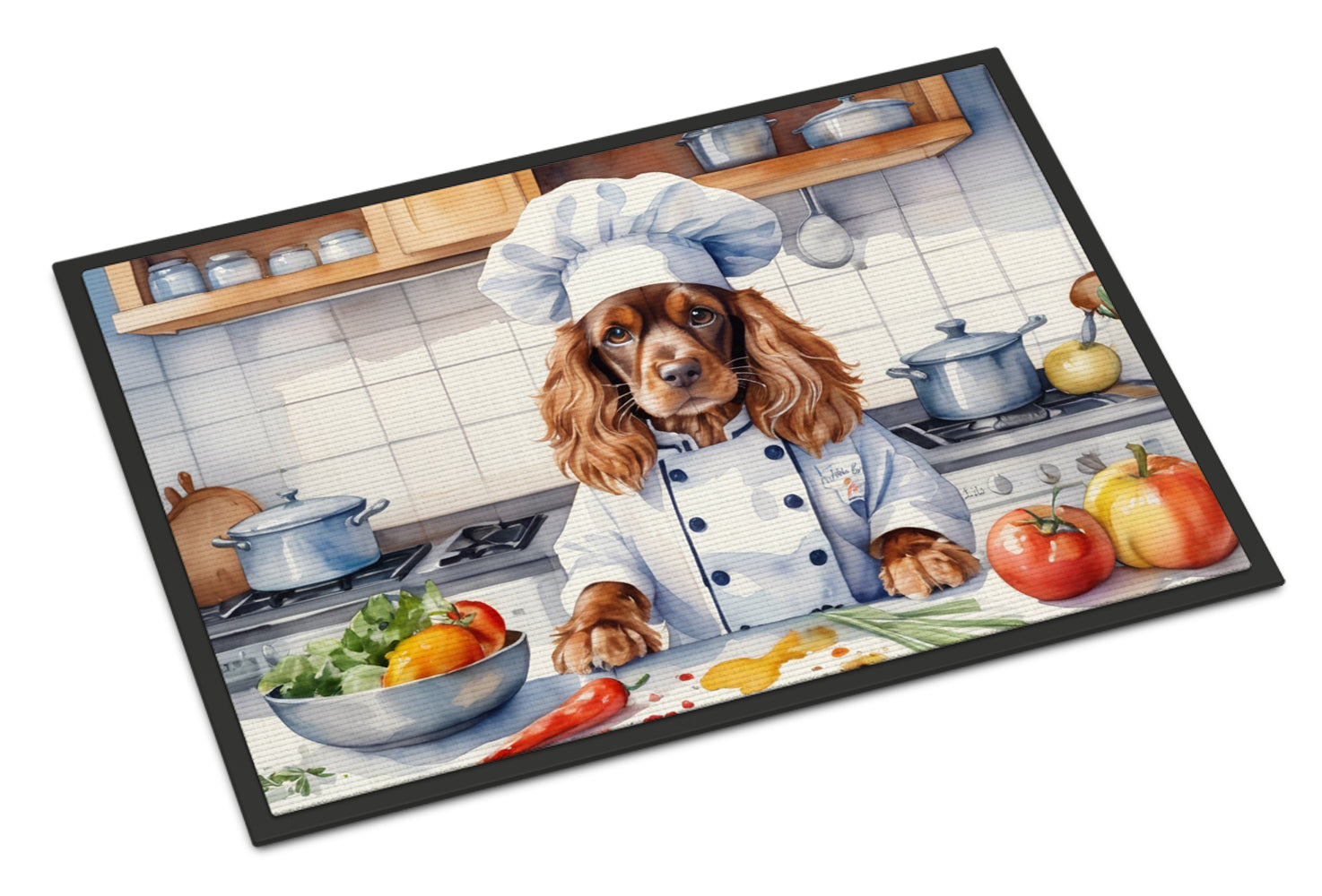 English Cocker Spaniel The Chef Doormat Indoor Outdoor 18H X 27W Front Door Mat Rugs for Entryway, Non Slip Washable