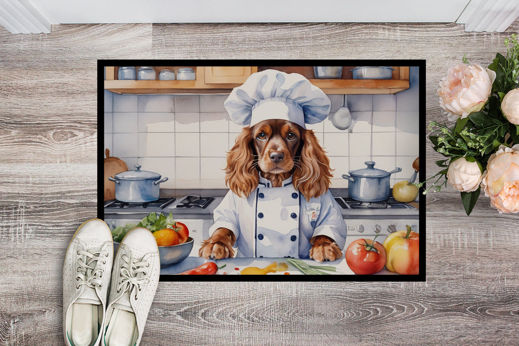 English Cocker Spaniel The Chef Doormat Indoor Outdoor 18H X 27W Front Door Mat Rugs for Entryway, Non Slip Washable