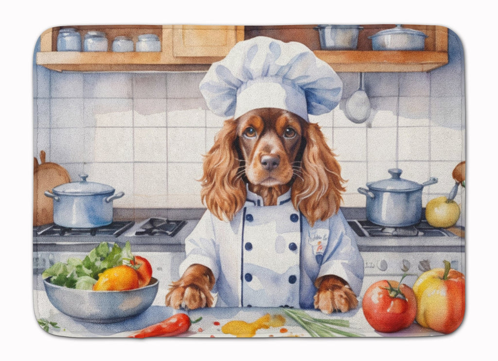 English Cocker Spaniel The Chef Memory Foam Kitchen Mat Machine Washable Anti-Fatigue Cushion Comfort Bath or Kitchen Rug