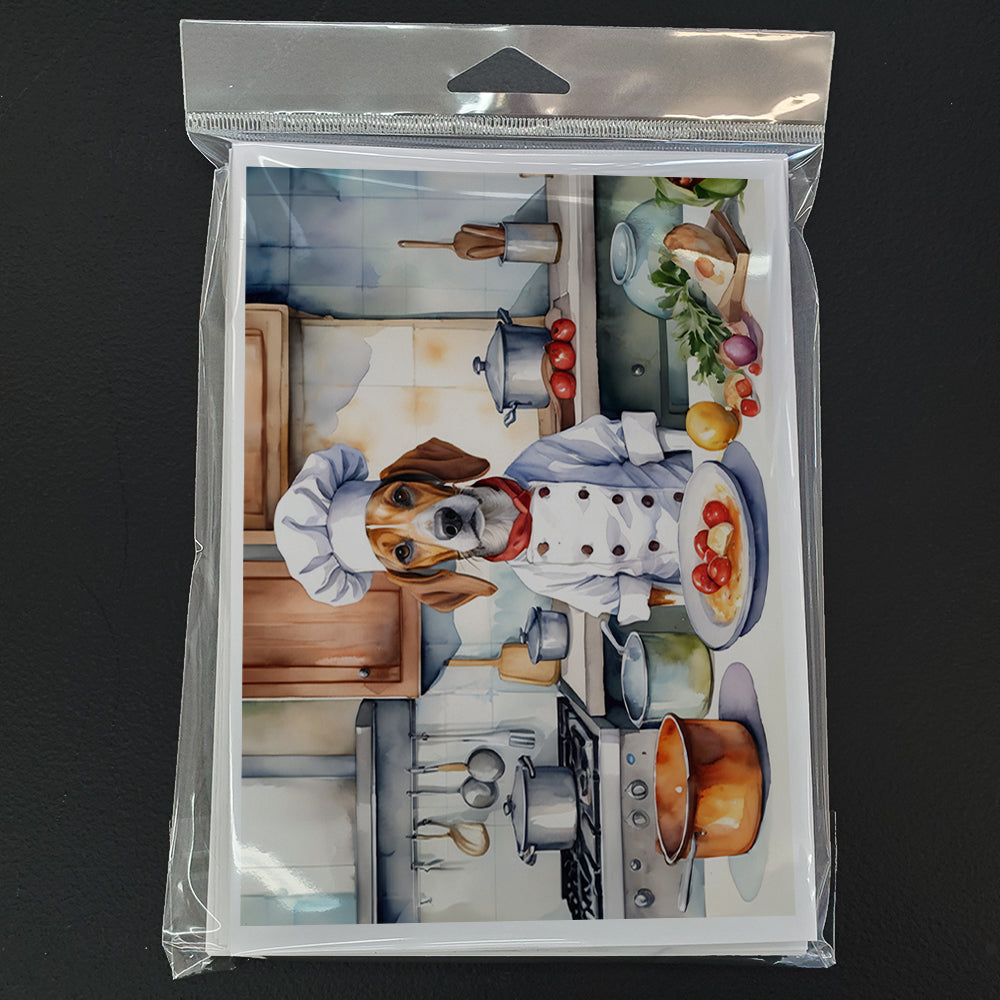 English Foxhound The Chef Greeting Cards Pack of 8 Blank Cards with Envelopes Whimsical A7 Size 5x7