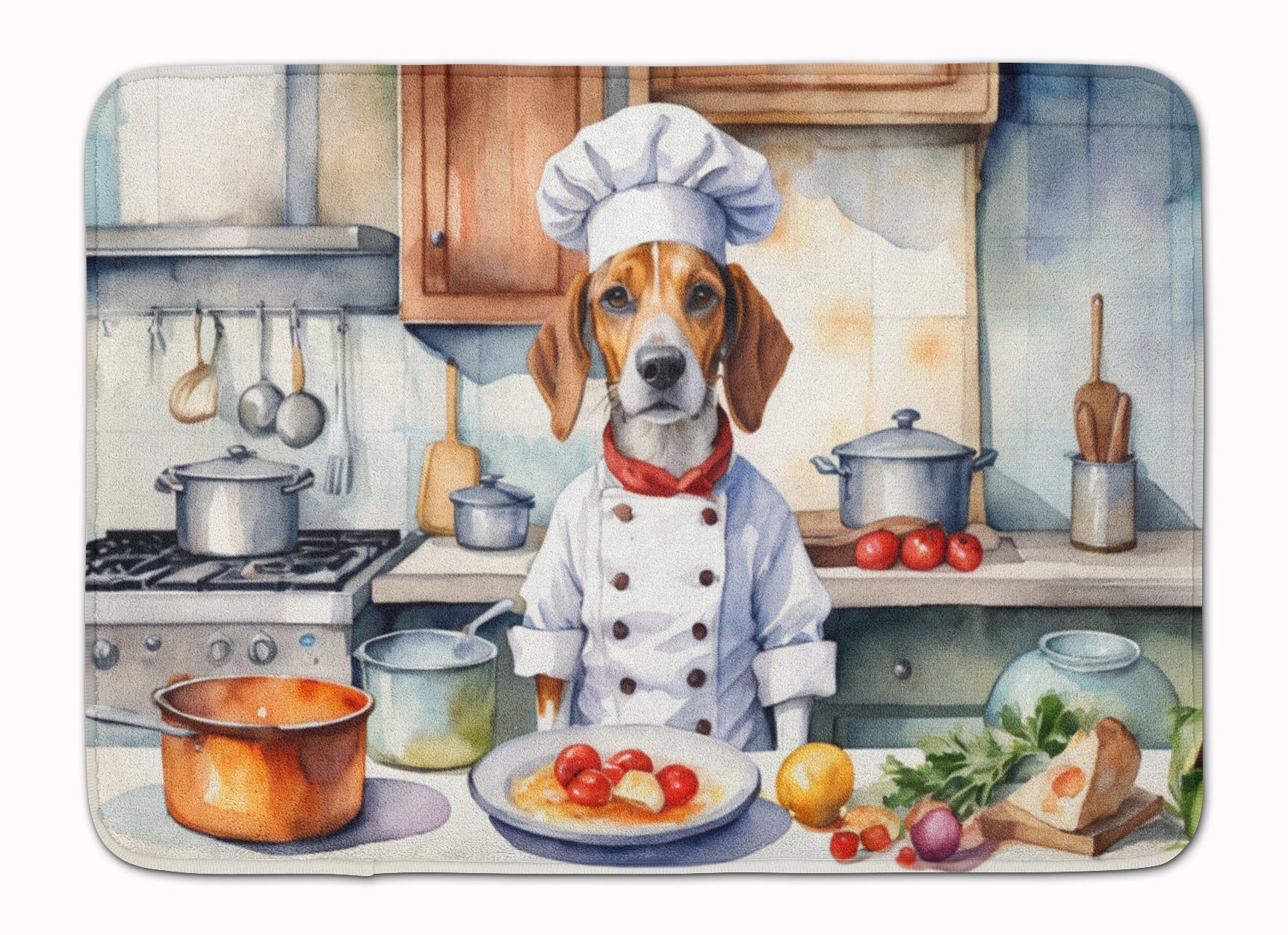 English Foxhound The Chef Memory Foam Kitchen Mat Machine Washable Anti-Fatigue Cushion Comfort Bath or Kitchen Rug
