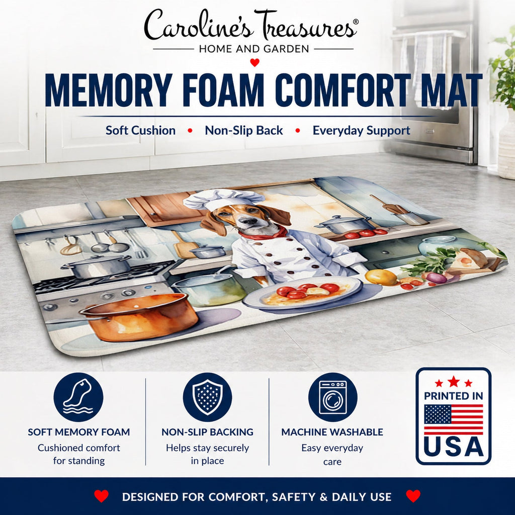 English Foxhound The Chef Memory Foam Kitchen Mat Machine Washable Anti-Fatigue Cushion Comfort Bath or Kitchen Rug